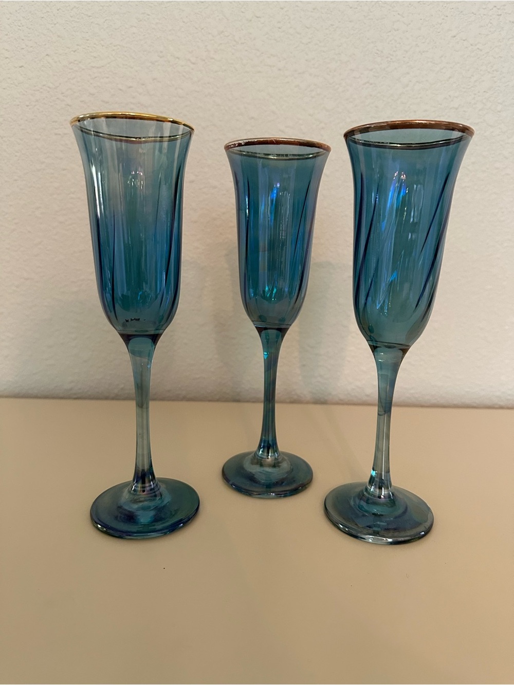 Italian Iridescent champagne flutes